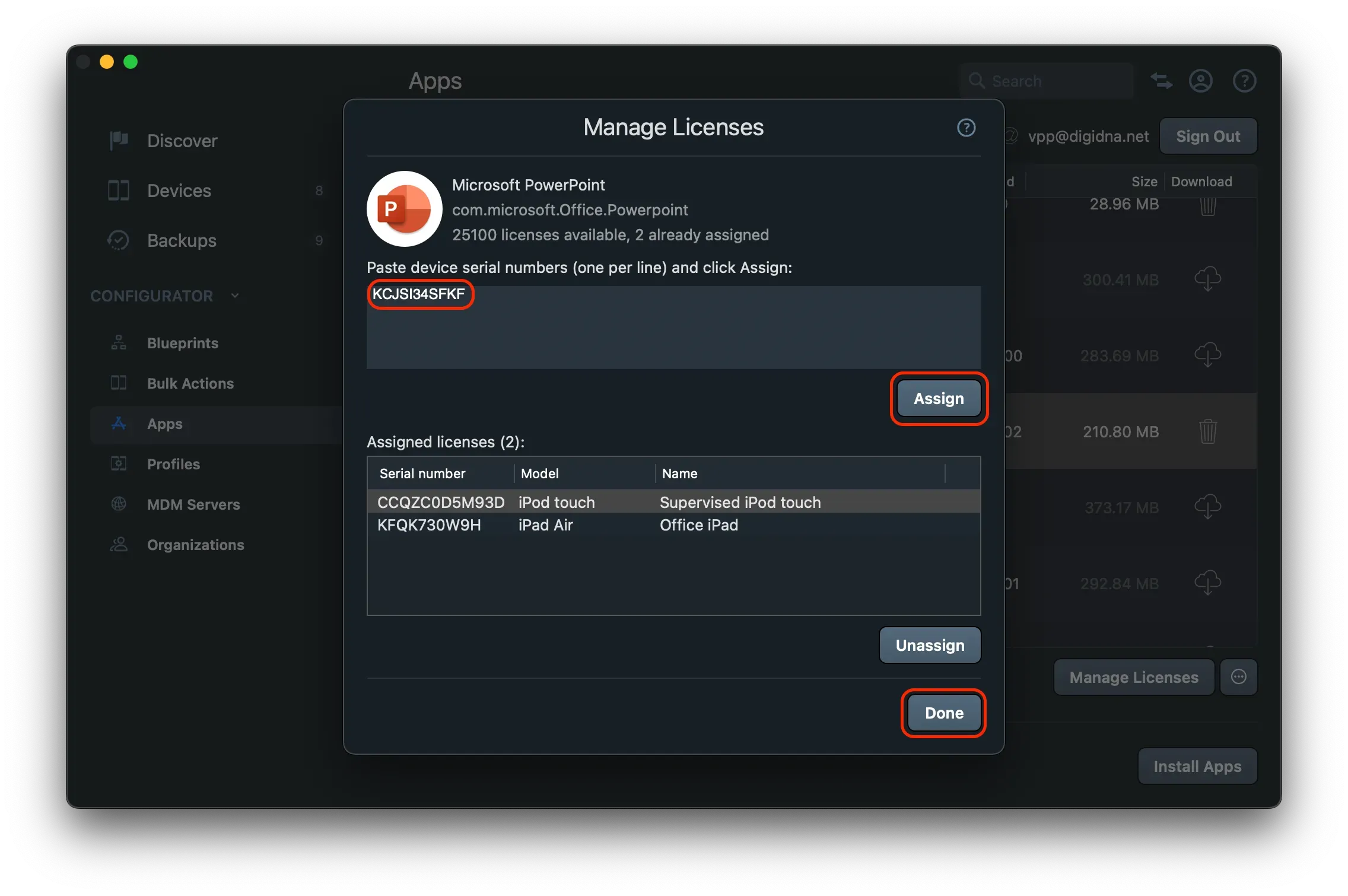 iMazing Configurator Manage Licenses