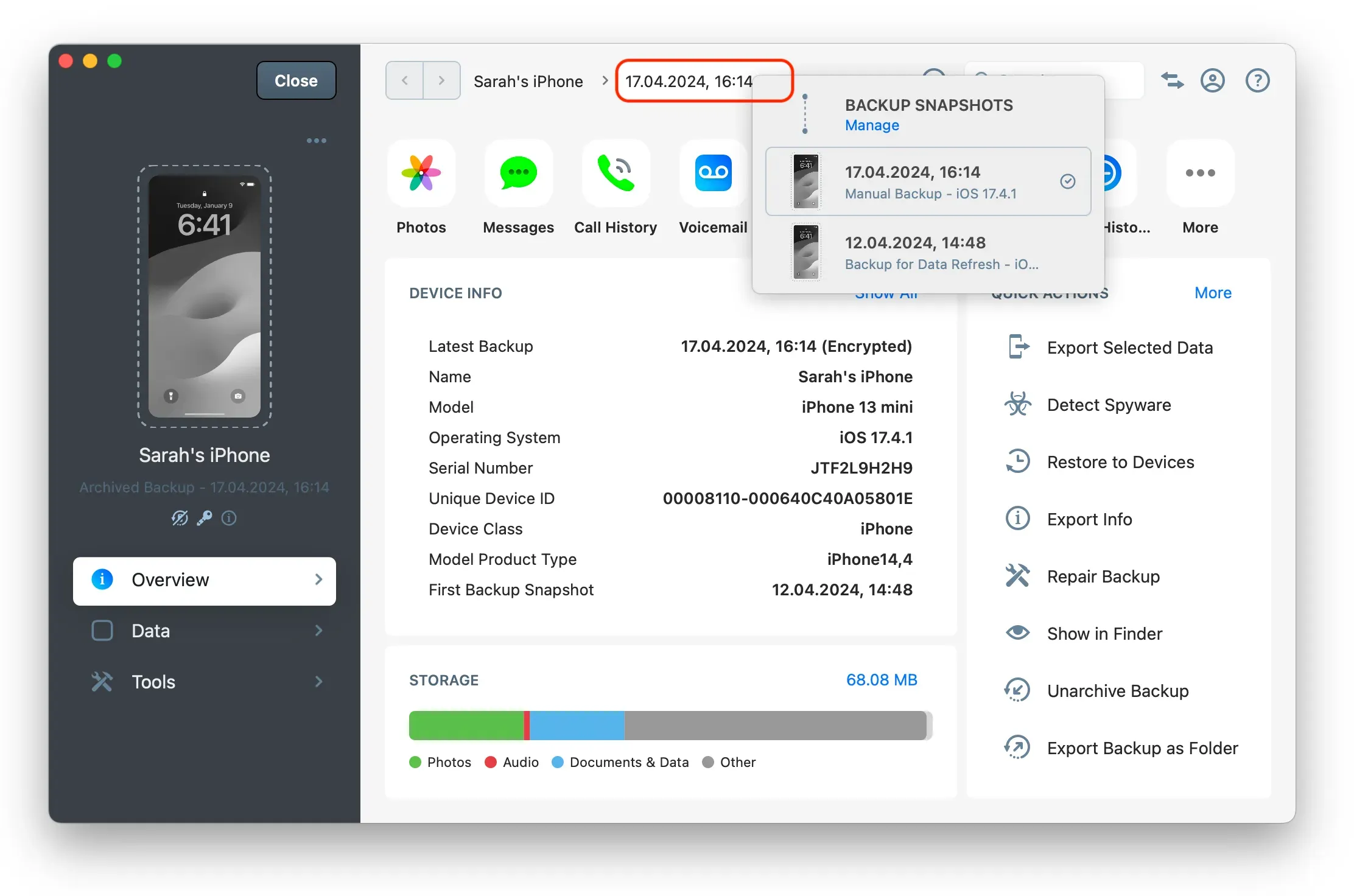 iMazing 3 Backup Snapshots