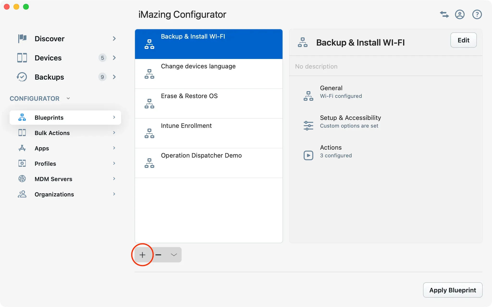 iMazing Configurator, Blueprints Library, Empty
