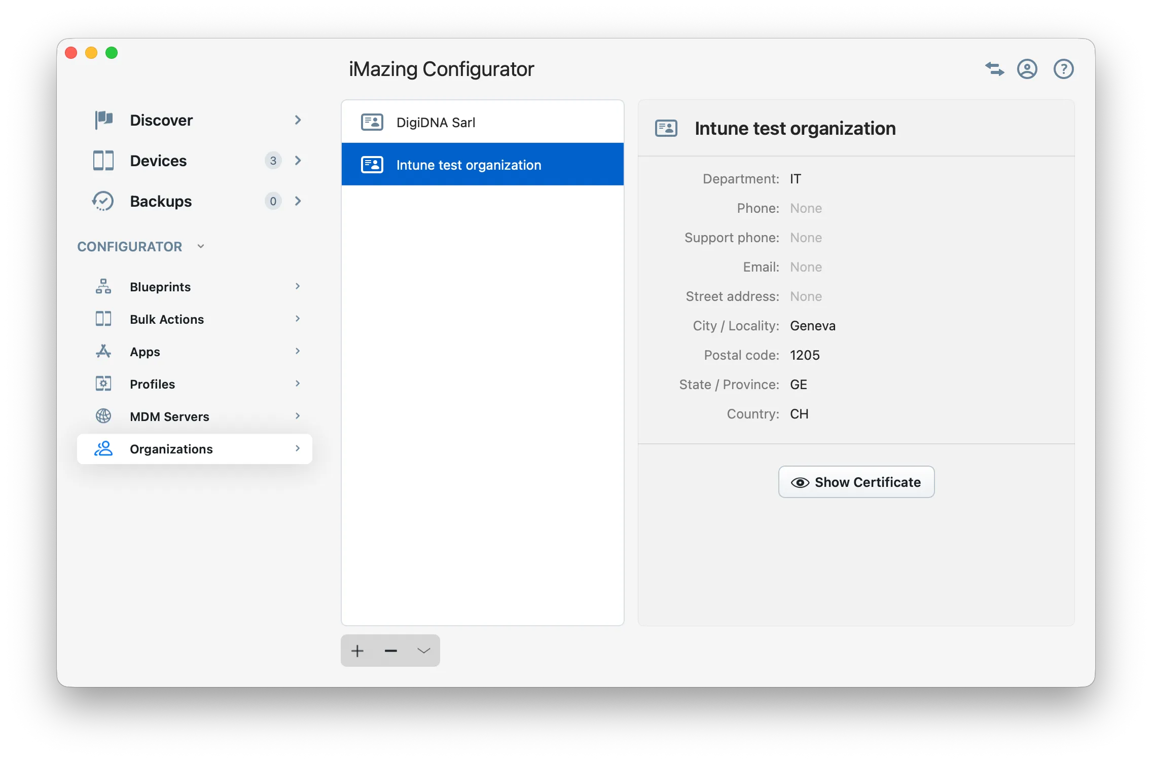 iMazing Configurator Organizations overview