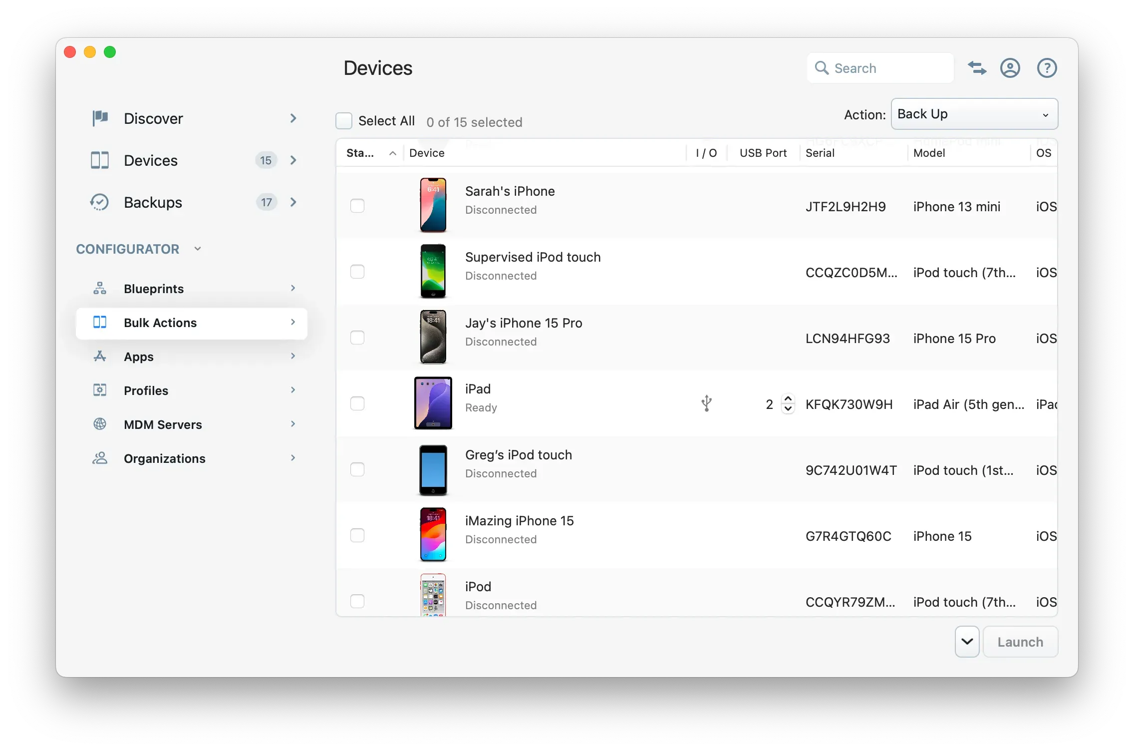 iMazing Configurator - Device Bulk Actions
