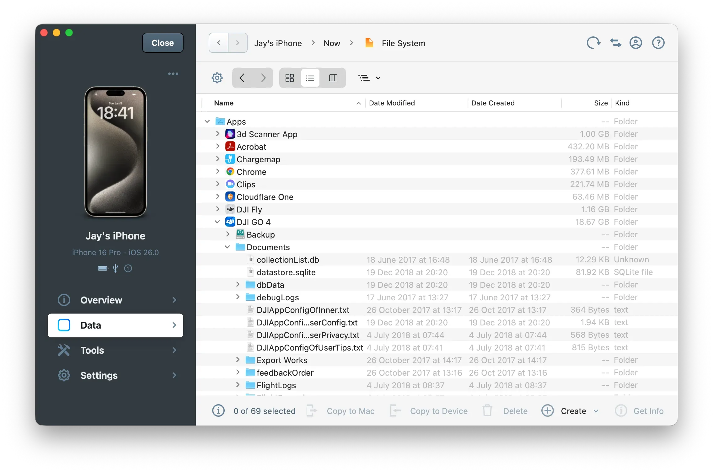 Apps Folder in iMazing