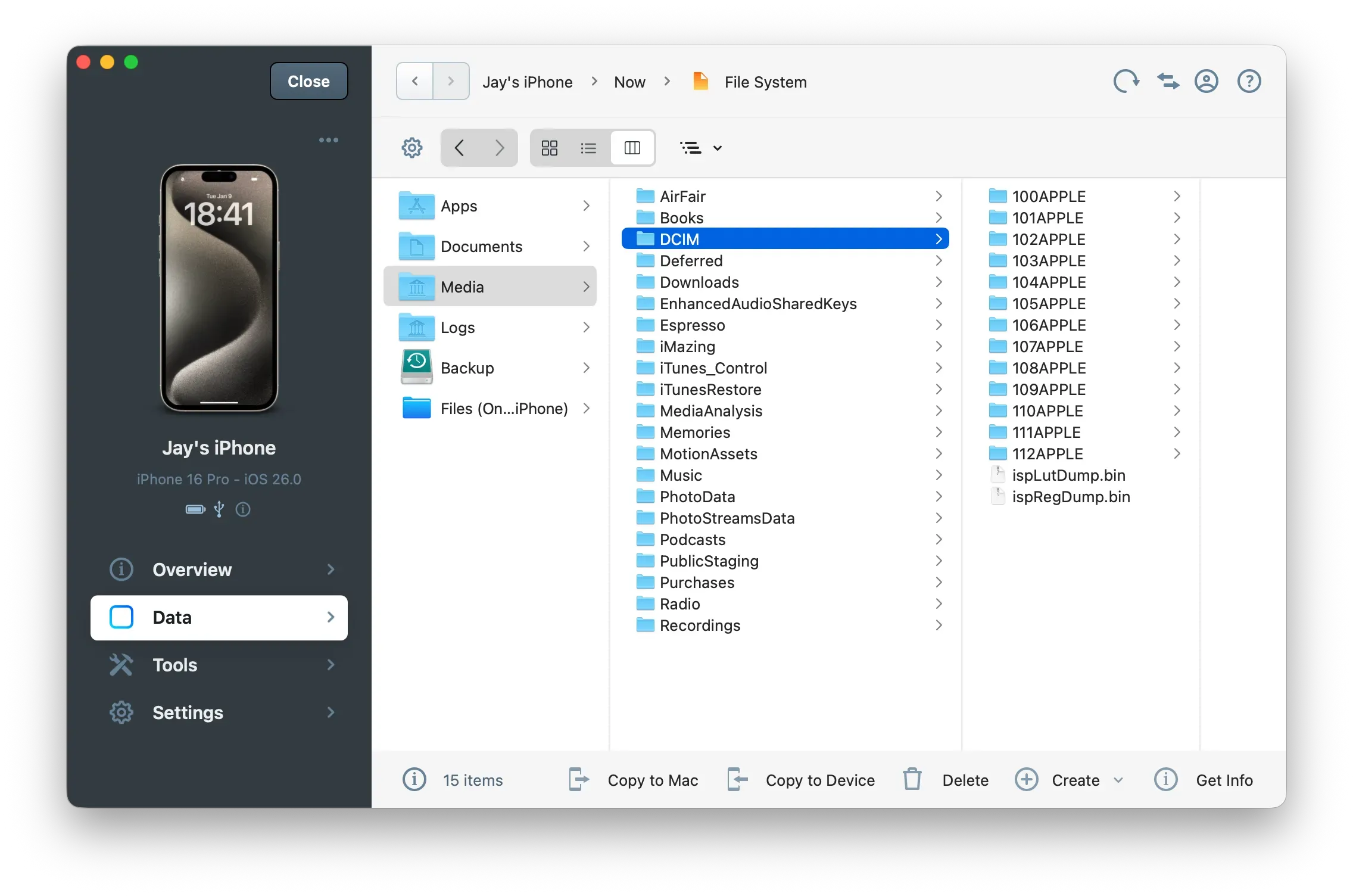 Media Folder in iMazing