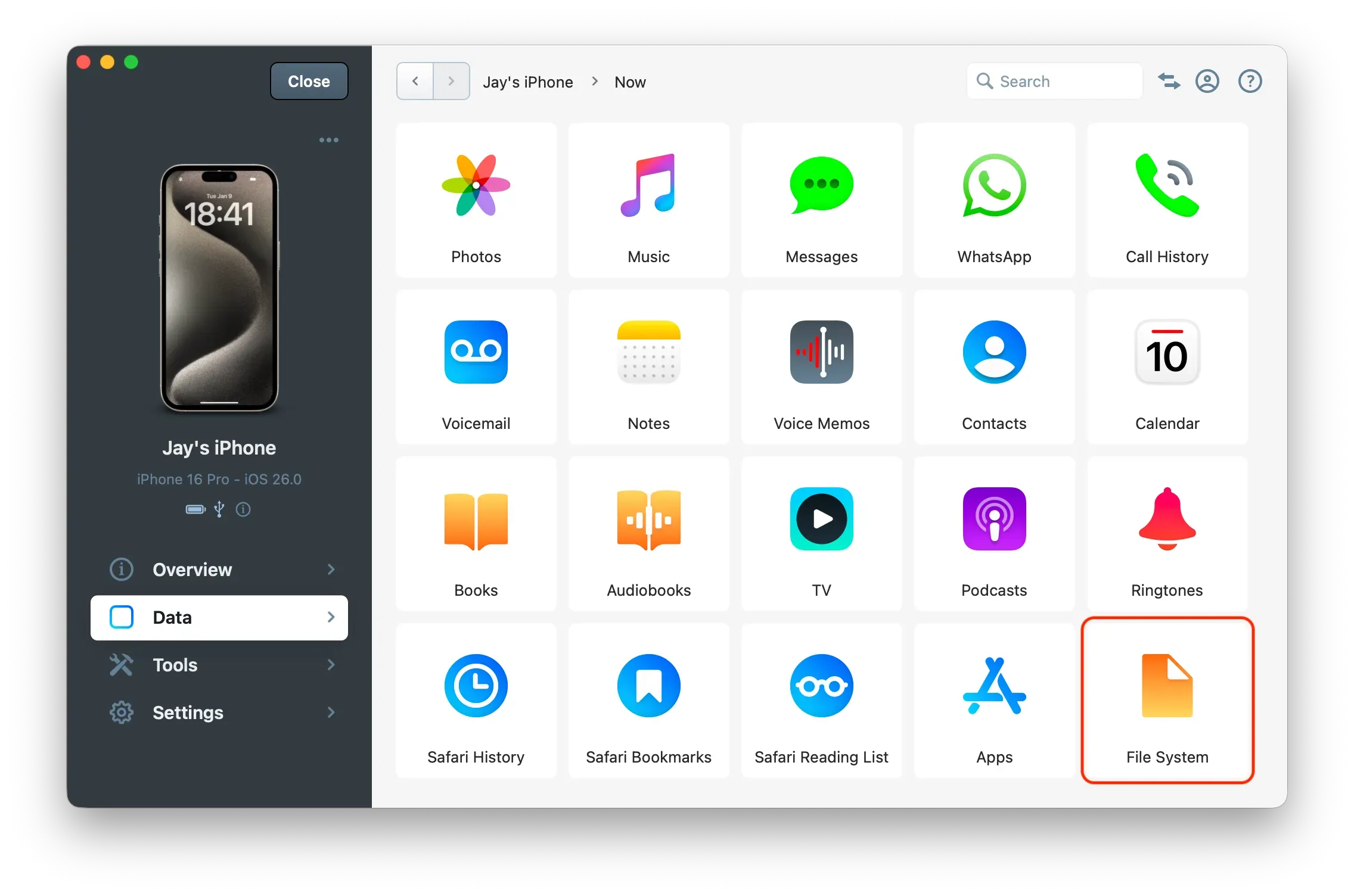 iMazing File System View