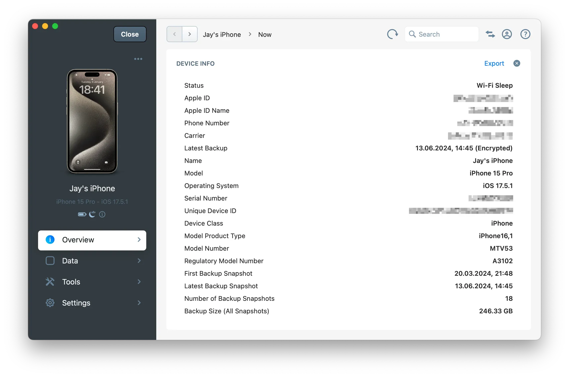 iMazing 3 Full Device Details