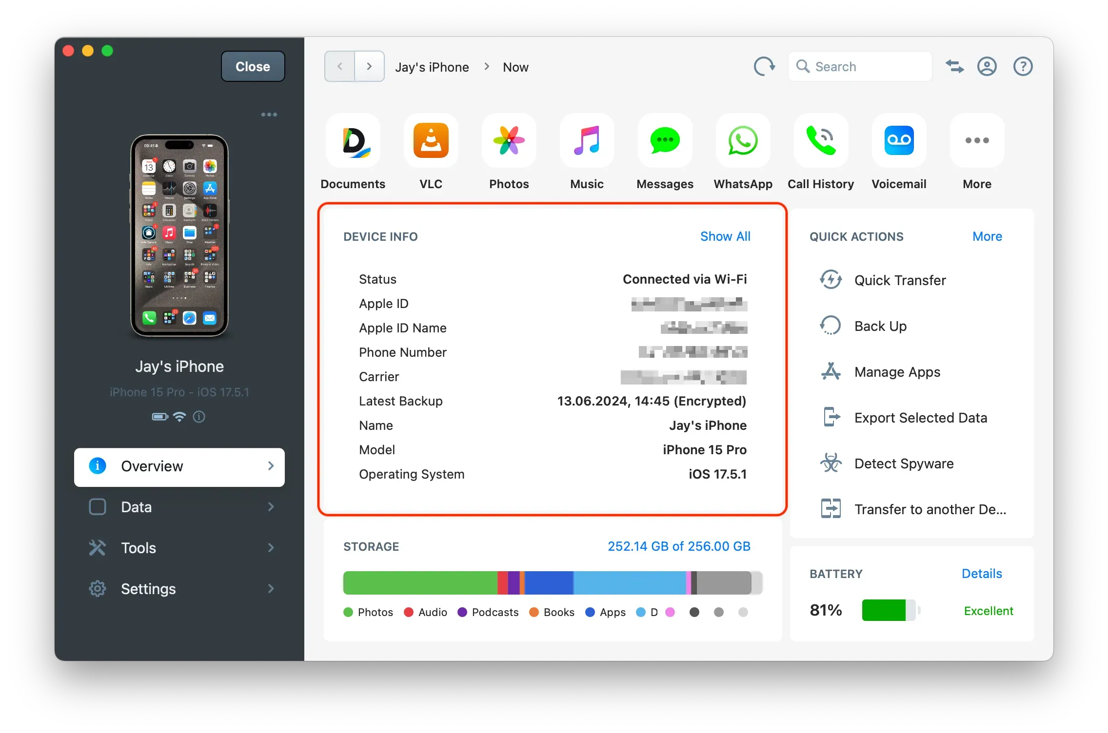 iMazing 3 Device Info
