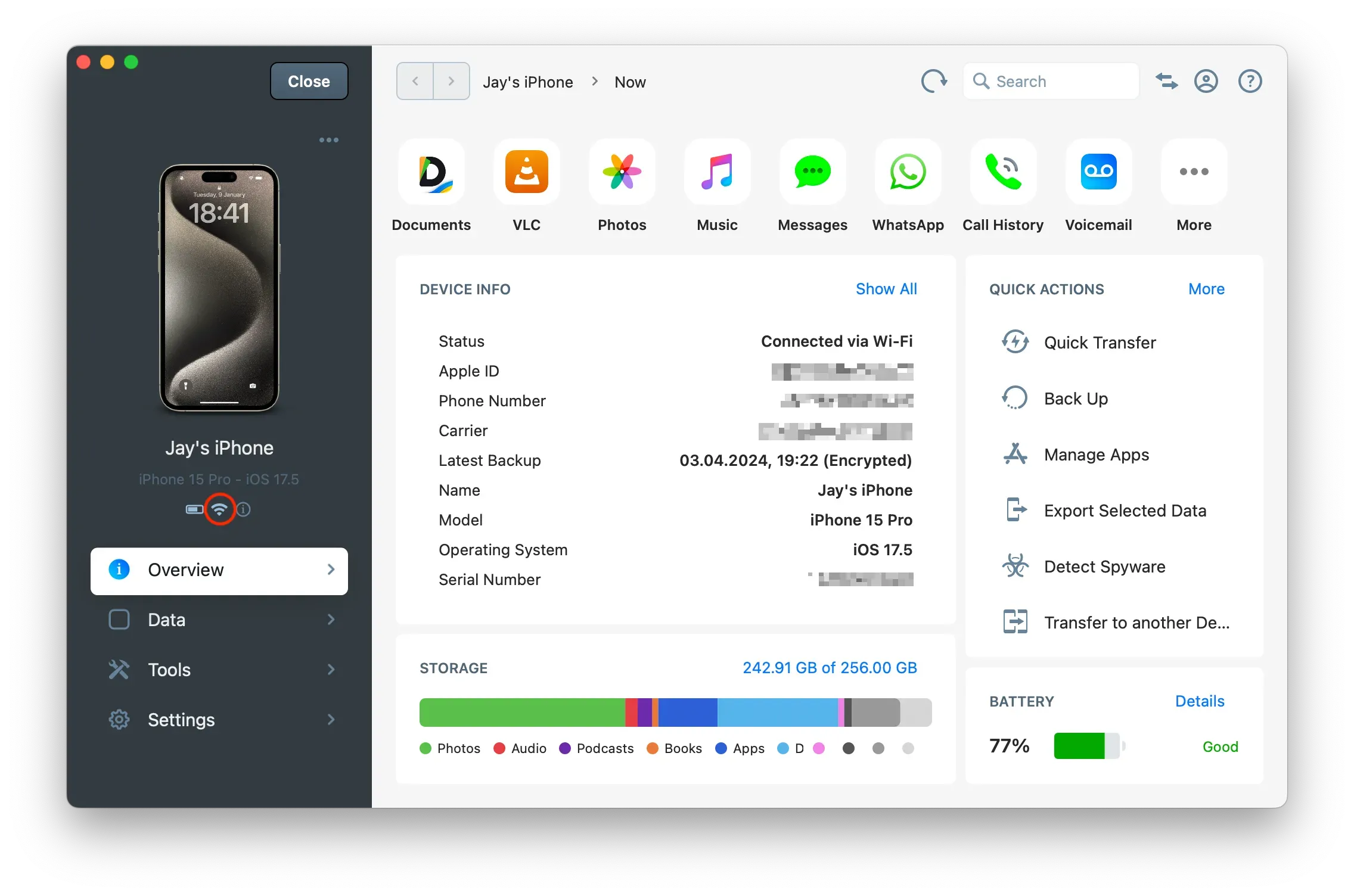 iMazing 3 Device Connection Status
