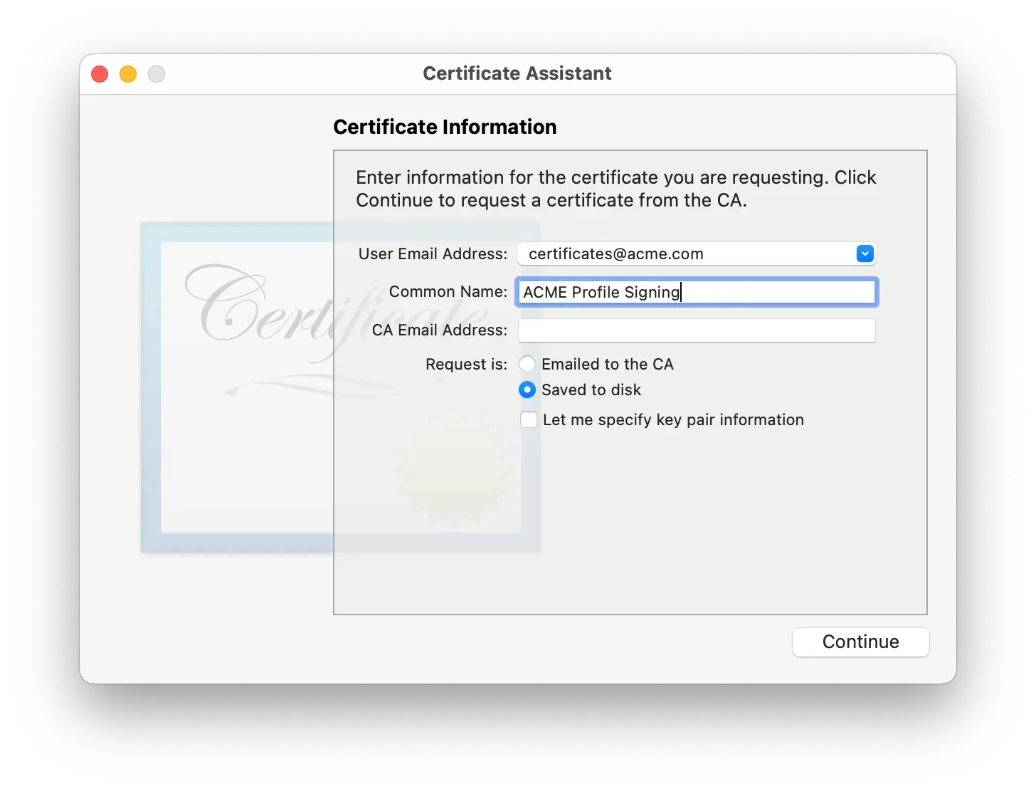Generating a CSR on macOS