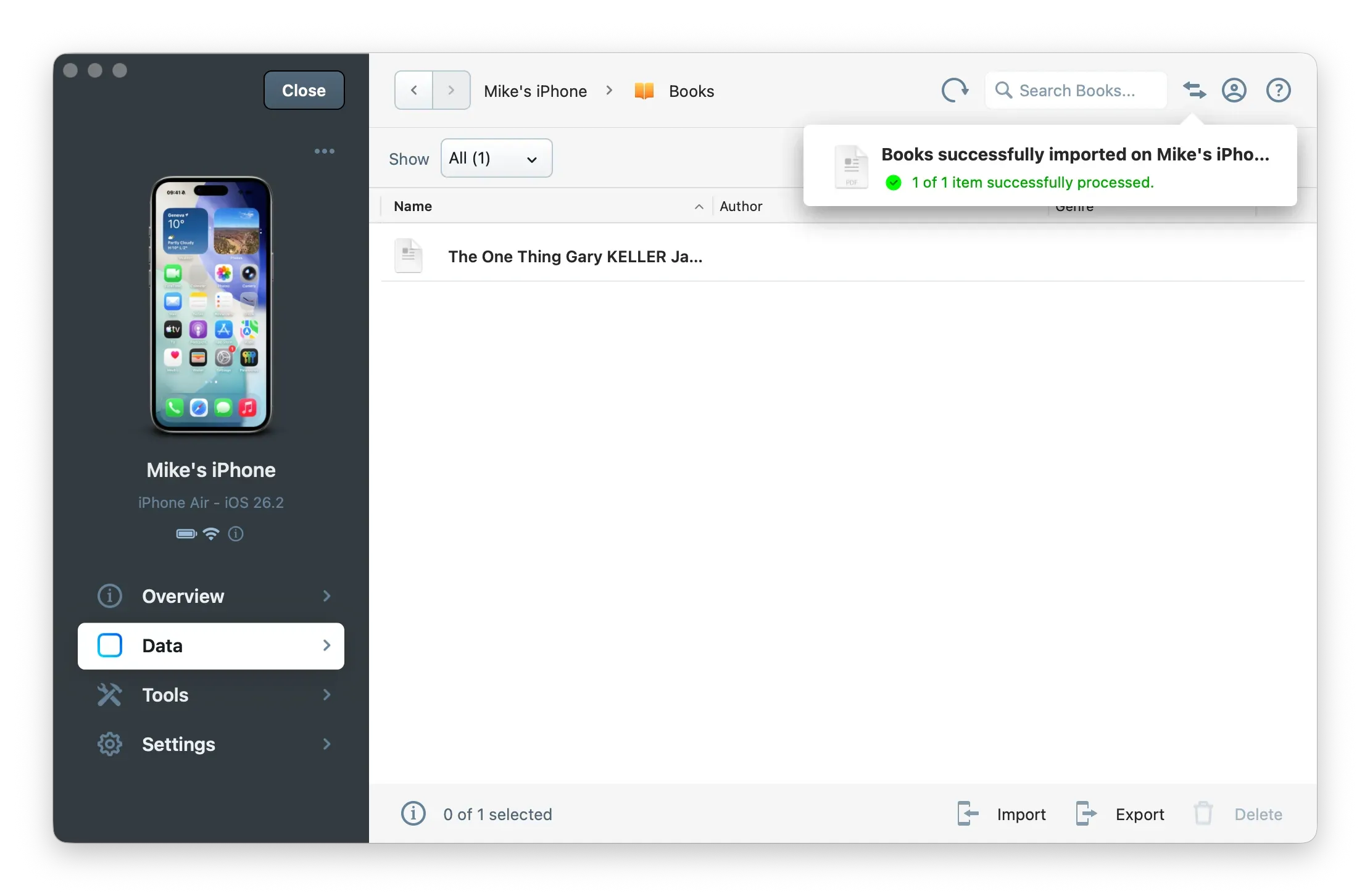 iMazing importing new Books
