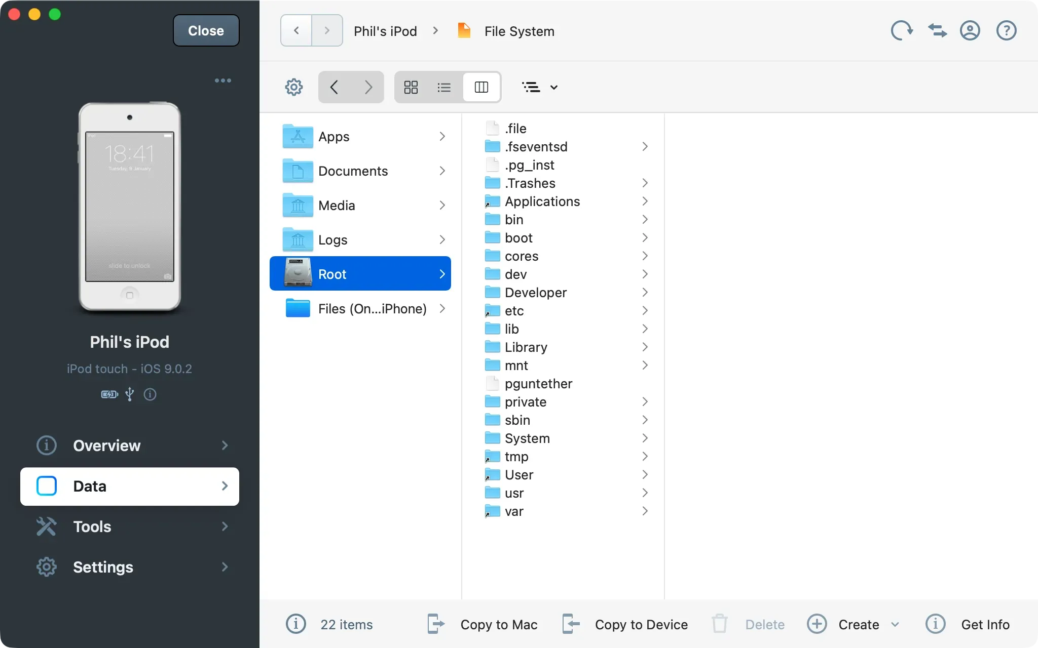 Root Folder in iMazing