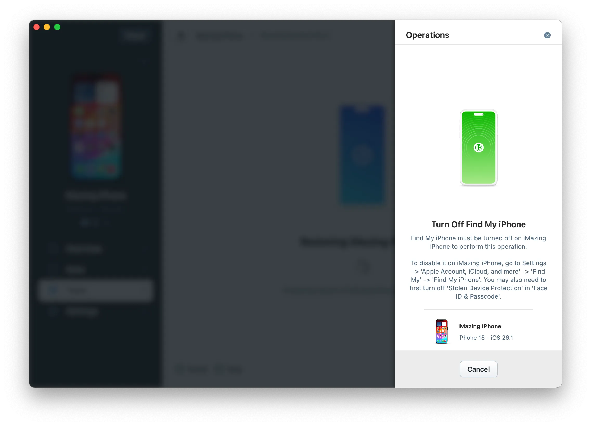 restore wizard - find my iphone