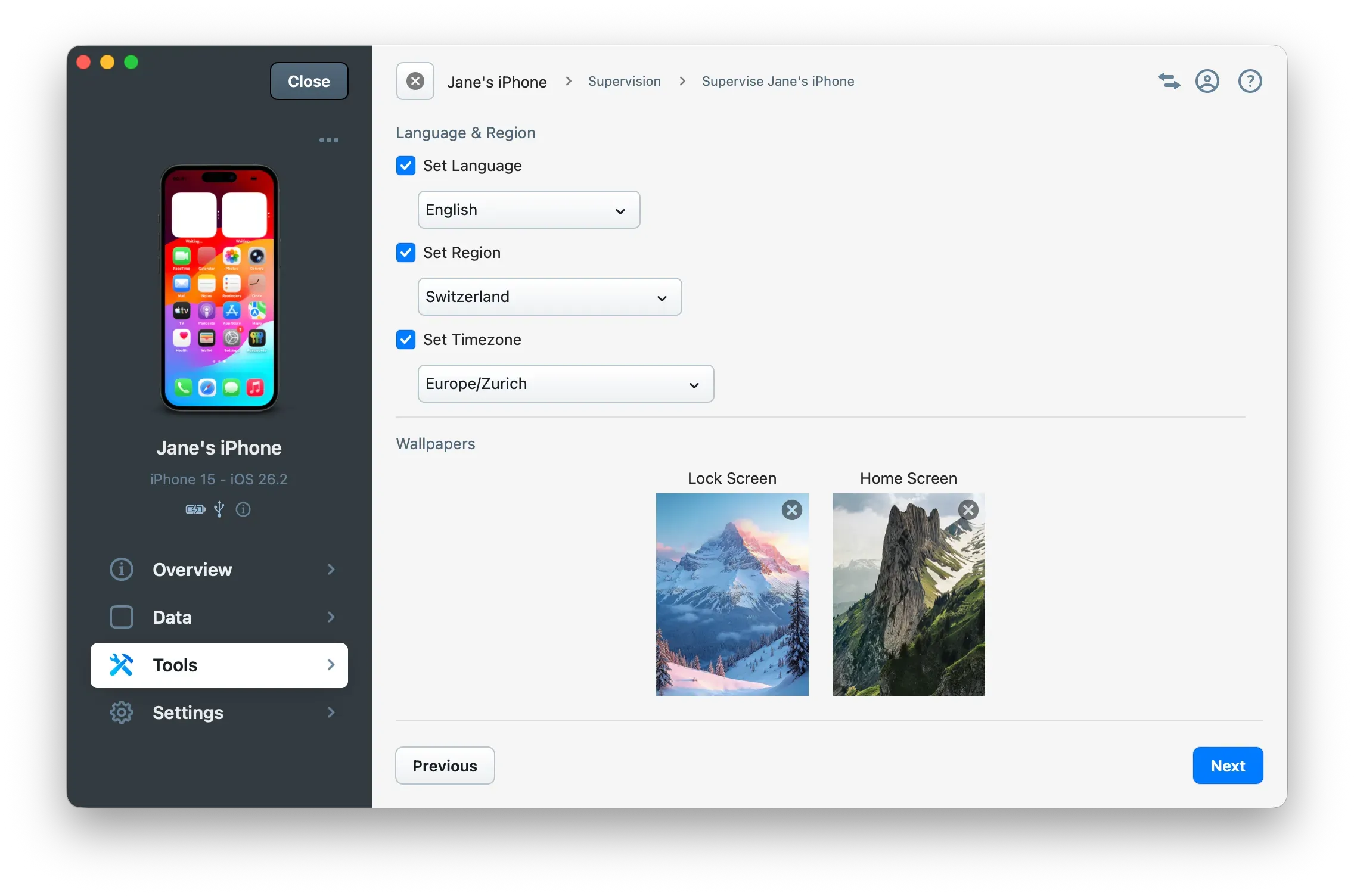 iMazing supervision options