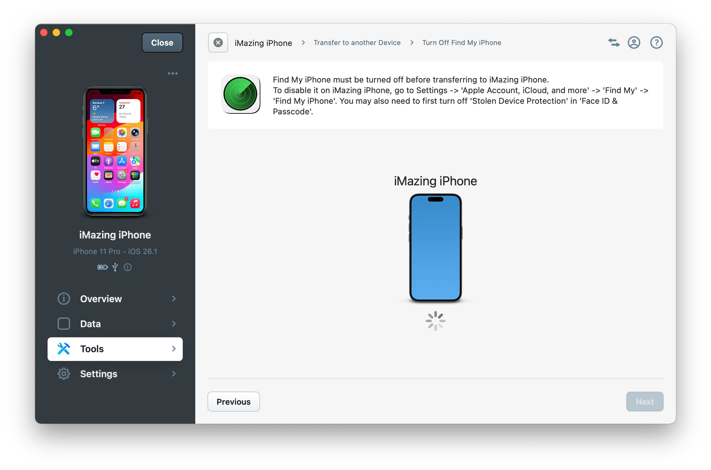 restore wizard - find my