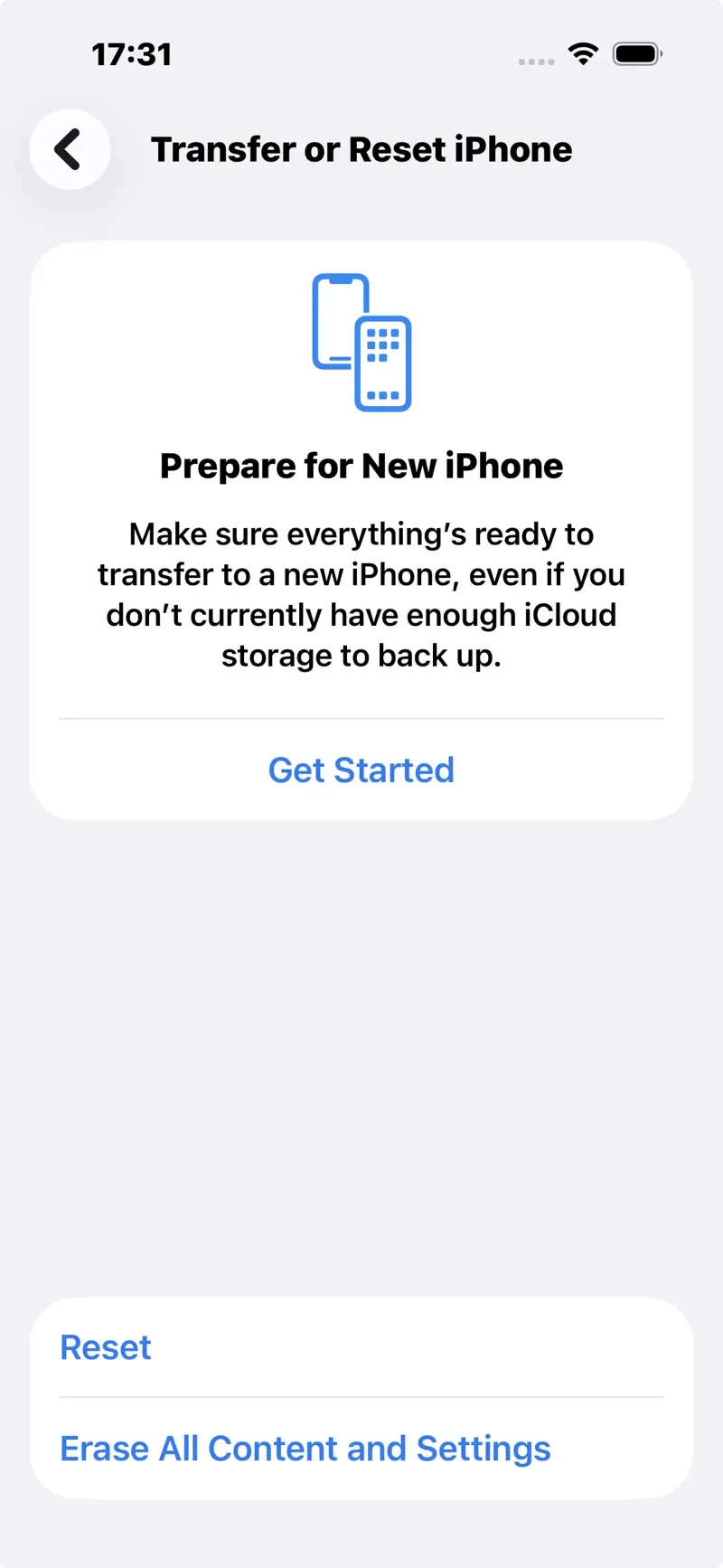 iOS Erase All Contents and Settings Screenshot