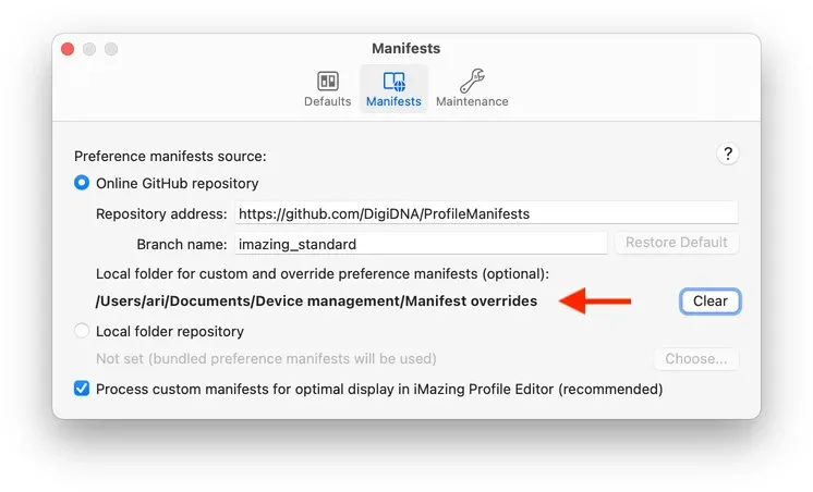 iMazing Profile Editor – Preferences Window, General tab