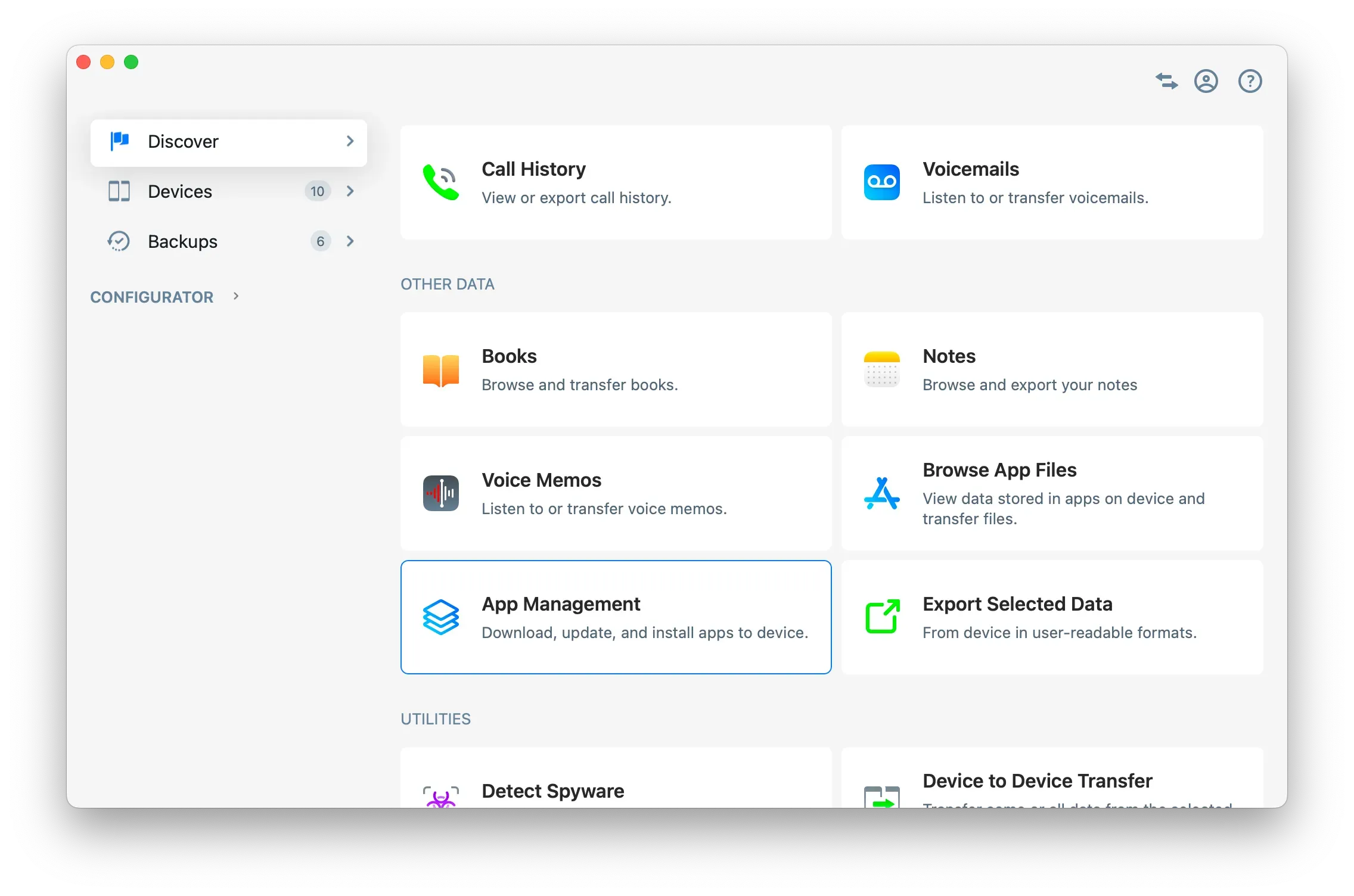 Discover view App Management