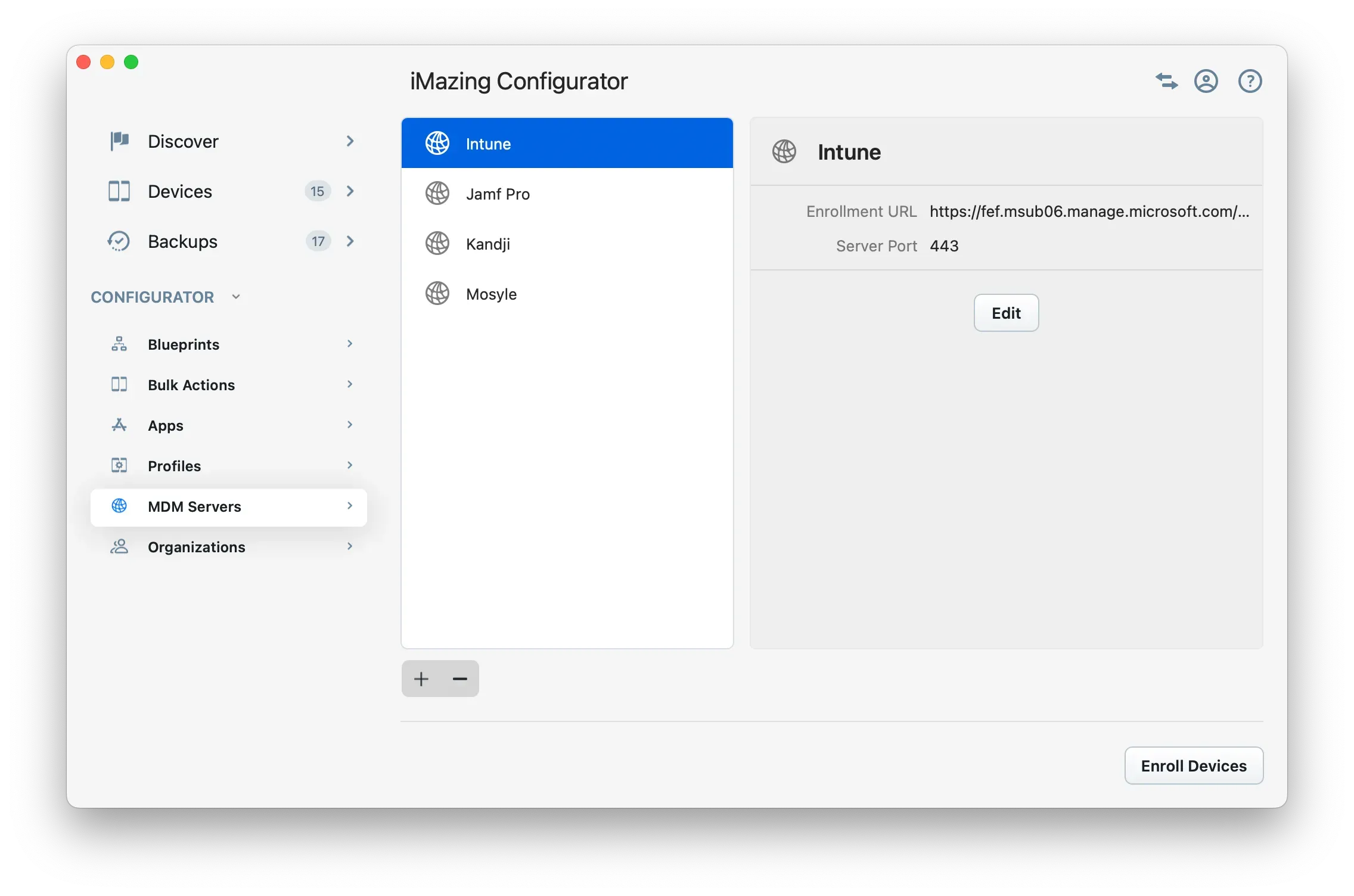 iMazing Configurator MDM Servers