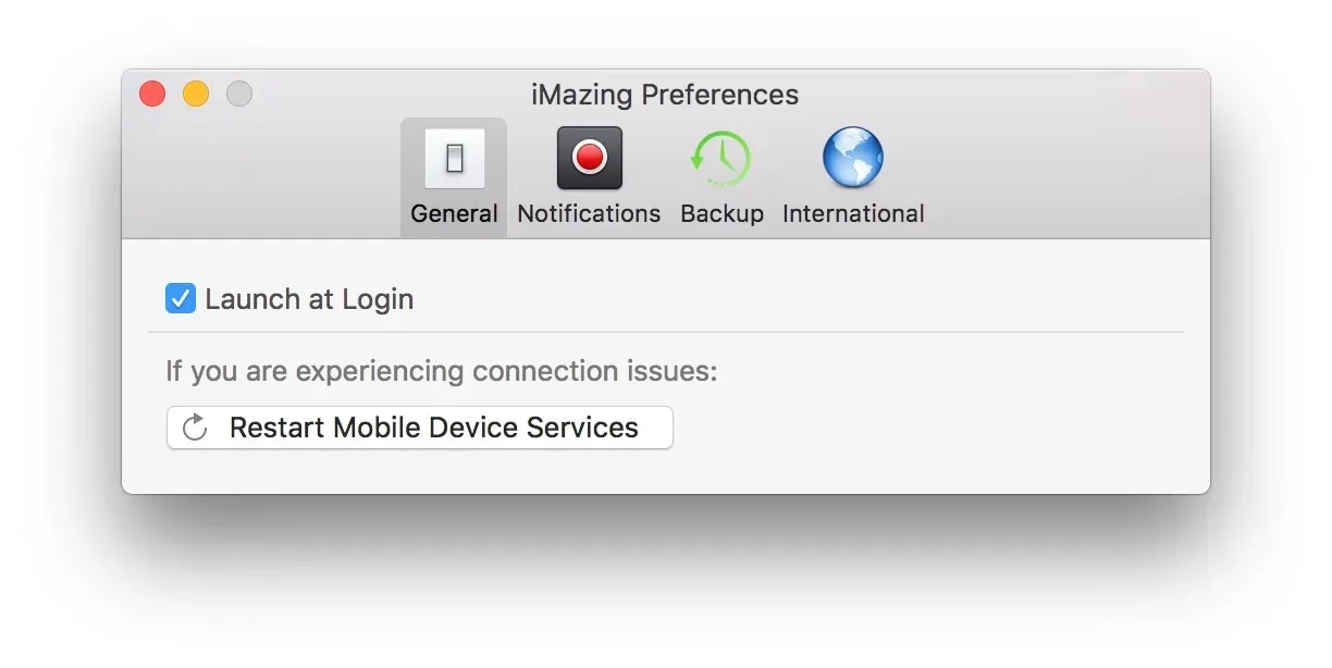 iMazing preferences general tab