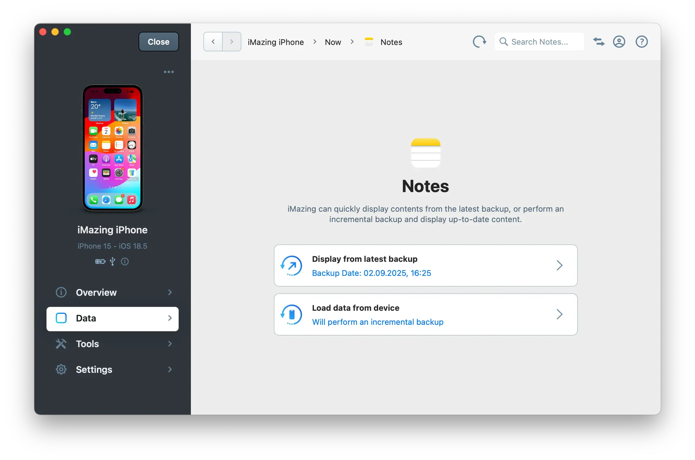 Messages Backup Increment