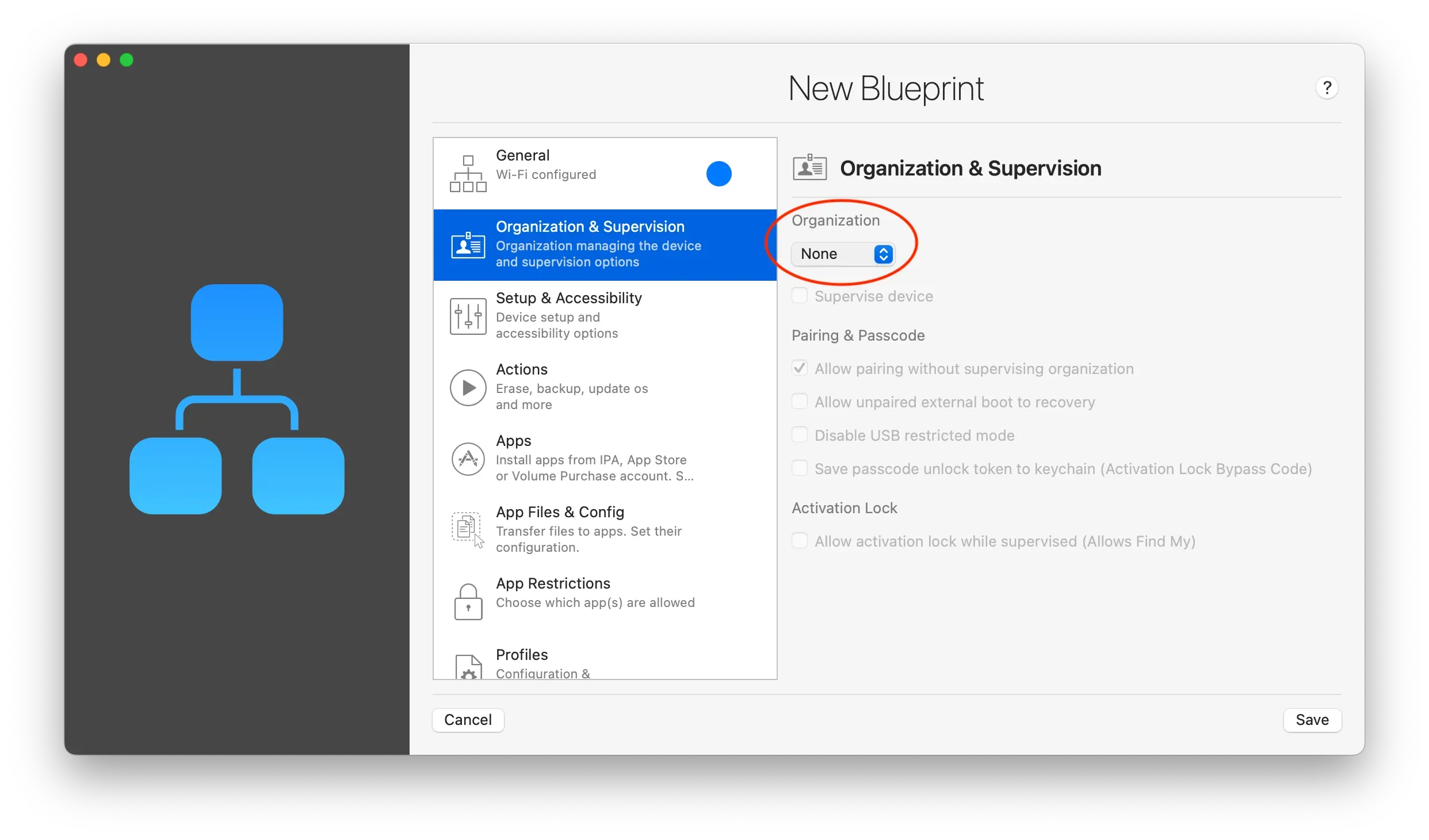 Select an organization