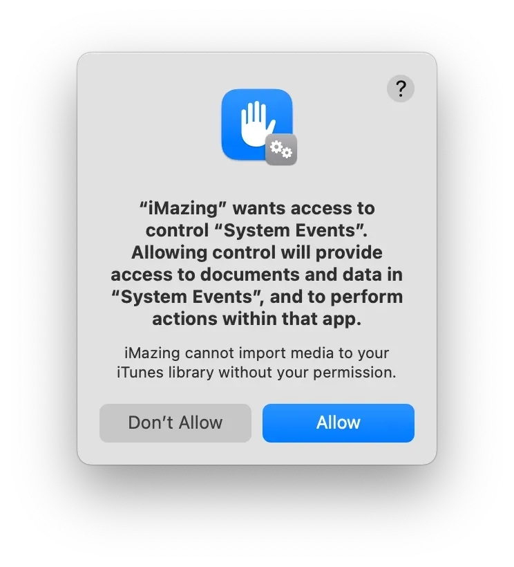 macOS Mojave System Events Prompt