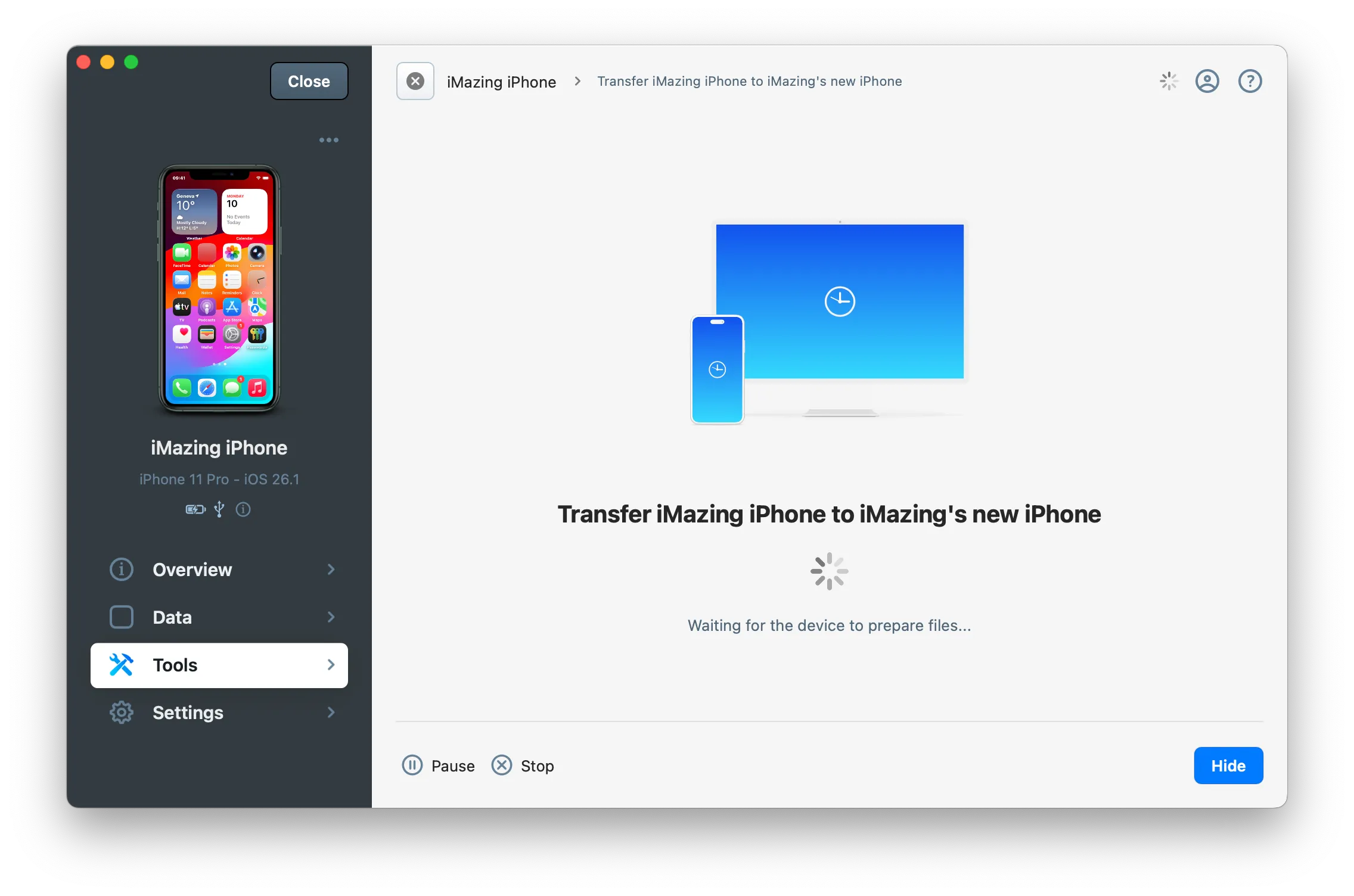 Transfer Wizard Progress